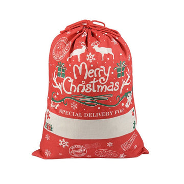 50x70cm Canvas Hessian Christmas Santa Sack Xmas Stocking Reindeer Kids Gift Bag, Red - Reindeer Gift - RnR Galore