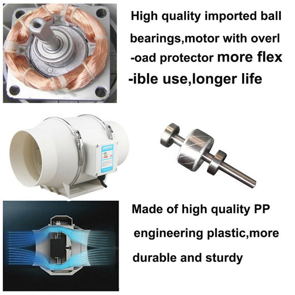 6'' Extractor Fan Duct Hydroponic Inline Exhaust Vent Industrial - RnR Galore