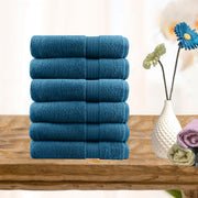 6 piece ultra light cotton hand towels in teal - RnR Galore