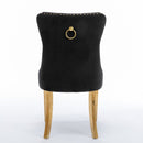 6x Velvet Dining Chairs with Golden Metal Legs - Black - RnR Galore