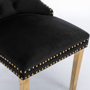 6x Velvet Dining Chairs with Golden Metal Legs - Black - RnR Galore