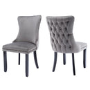 6x Velvet Upholstered Dining Chairs Tufted Wingback Side Chair with Studs Trim Solid Wood Legs for Kitchen - RnR Galore