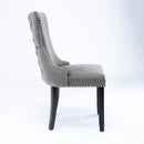 6x Velvet Upholstered Dining Chairs Tufted Wingback Side Chair with Studs Trim Solid Wood Legs for Kitchen - RnR Galore