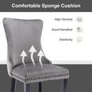 6x Velvet Upholstered Dining Chairs Tufted Wingback Side Chair with Studs Trim Solid Wood Legs for Kitchen - RnR Galore