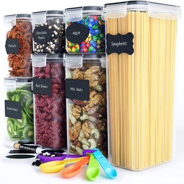 7 Pieces Plastic BPA Free Food Storage Containers for Kitchen (Black) - RnR Galore