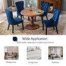 8x Velvet Dining Chairs Upholstered Tufted Kithcen Chair with Solid Wood Legs Stud Trim and Ring - Blue - RnR Galore