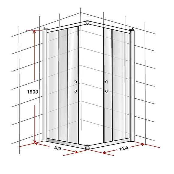 900 x 1000mm Sliding Door Nano Safety Glass Shower Screen By Della Francesca - RnR Galore