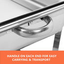 9L Chafing Dish Set Buffet Pan Bain Marie Bow Stainless Steel Food Warmer(3*3L) - RnR Galore
