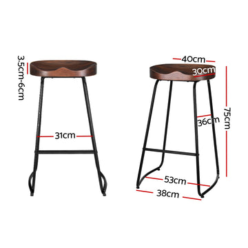 Artiss 2x Bar Stools Tractor Seat 75cm Black - 0