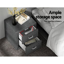 Artiss Bedside Table 2 Drawers Fabric - CADEN Grey-5