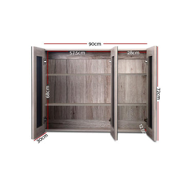 Cefito Bathroom Mirror Cabinet 900x720mm Oak - 0