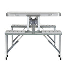Weisshorn Folding Camping Table Outdoor Picnic BBQ With 2 Bench Chairs Set-4