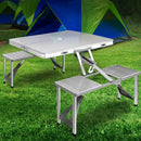 Weisshorn Folding Camping Table Outdoor Picnic BBQ With 2 Bench Chairs Set-8