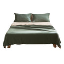 Cosy Club Cotton Bed Sheets Set Green Beige Cover Single-1