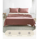 Cosy Club Cotton Bed Sheets Set Red Beige Cover Single-3
