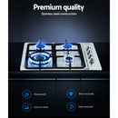 Devanti Gas Cooktop 60cm Stove Hob Silvir-4