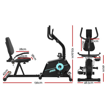 Everfit Exercise Bike Magnetic Recumbent Indoor Cycling Home Gym Cardio 120kg - 0