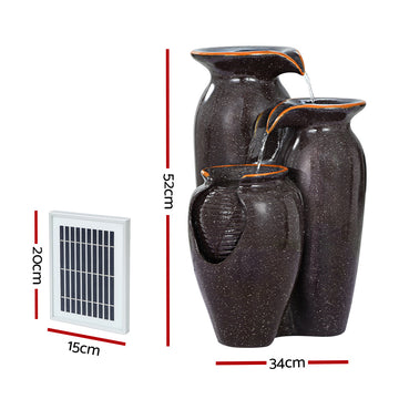 Gardeon Solar Fountain Water Fountain Feature Cascading Fountain LED Lights 76CM Grey - 0