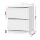 Artiss Bedside Table 2 Drawers - PEPE White-2