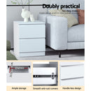 Artiss Bedside Table 2 Drawers - PEPE White-7