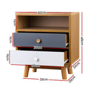 Artiss Bedside Table 2 Drawers with Shelf - BERTHA Oak-2