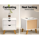 Artiss Bedside Table 2 Drawers - ANDERS White-6