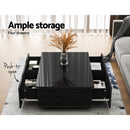 Artiss Coffee Table 4 Drawers Black Trevi-4