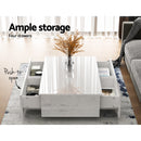 Artiss Coffee Table 4 Drawers White Trevi-4