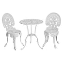 Gardeon 3PC Patio Furniture Outdoor Bistro Set Dining Chairs Aluminium White-3