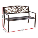 Gardeon Outdoor Garden Bench Seat Steel Outdoor Furniture 3 Seater Park Bronze-2
