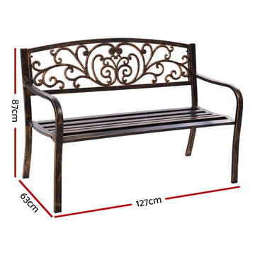 Gardeon Outdoor Garden Bench Seat Steel Outdoor Furniture 3 Seater Park Bronze - 0