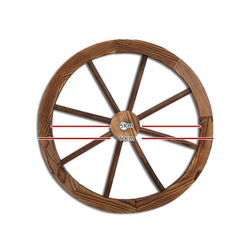 Gardeon Garden Decor Outdoor Ornament Wooden Wagon Wheel - 0