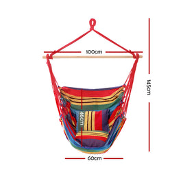 Gardeon Hammock Chair Outdoor Camping Hanging Hammocks Cushion Pillow Rainbow - 0