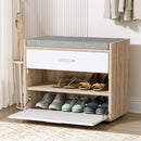 Artiss Shoe Rack Cabinet Bench 8 Pairs White Niva-8