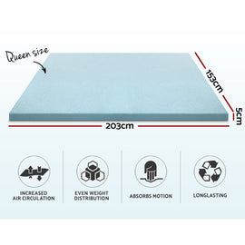 Giselle Bedding Memory Foam Mattress Topper Cool Gel 5cm Queen - 0