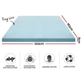 Giselle Bedding Memory Foam Mattress Topper Cool Gel 8cm King - 0
