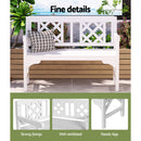 Gardeon Outdoor Garden Bench Wooden Chair 2 Seat Patio Furniture Lounge White-4