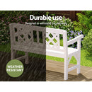 Gardeon Outdoor Garden Bench Wooden Chair 2 Seat Patio Furniture Lounge White-6