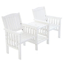 Gardeon Outdoor Garden Bench Loveseat Wooden Table Chairs Patio Furniture White-1