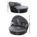 Gardeon Sun Lounge Setting Wicker Lounger Day Bed Outdoor Furniture Patio Black-2