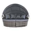 Gardeon Sun Lounge Setting Wicker Lounger Day Bed Patio Outdoor Furniture Grey-3