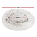 i.Pet Pet Bed Dog Cat 110cm Calming Extra Large Soft Plush White Brown-2