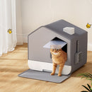 i.Pet Cat Litter Box Large Tray Kitty Toilet Enclosed Cat Litter Box Hooded Scoop Mat Grey-7