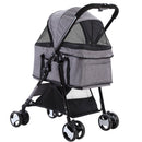 i.Pet Pet Stroller Dog Pram Cat Carrier Travel Large Pushchair Foldable 4 Wheels Grey-3