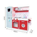 Keezi Kids Kitchen Play Set Wooden Pretend Toys Cooking Children Fridge Oven Red-2