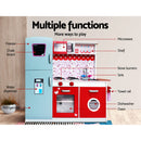 Keezi Kids Kitchen Play Set Wooden Pretend Toys Cooking Children Fridge Oven Red-3