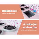 Keezi Kids Kitchen Play Set Wooden Pretend Toys Cooking Children Fridge Oven Red-4