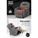 Artiss Recliner Chair Lift Assist Heated Massage Chair Velvet Milio-5