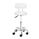 Artiss Salon Stool Swivel Chair Backrest White-3