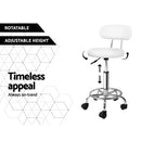 Artiss Salon Stool Swivel Chair Backrest White-5